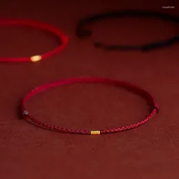 Charm Bracelets Fashion Handmade Gold Colour Beads Red Rope Lucky Bangles Length Adjust Circle For Women Men Lovers'