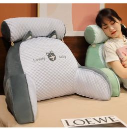 Pillow Summer cartoon ice bean cushion, large backrest, soft bag, waist protection, tatami, children's reading pillow