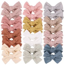 Wholesale Price Lovely 12 Colors Baby Girl Hair Accessories Hot Sale Embroidery Cloth Headband Cute Soft Candy Color Girl Infant Hair Headband Bow Style Hairpin