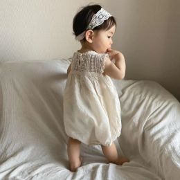 One-Pieces 6011B Baby Lace Clothes 2023 Summer Fashion Lace Flower Woven Cotton Girl's One Piece Clothes Princess Climbing Clothes