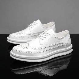 Men Dress Shoes White Leather Business Casual Brand Man Wedding Office Oxfords For Male Comfortable Walking Footwear 240417