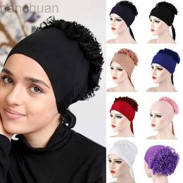 Hijabs 2024 New Muslim Fashion Women Hijab Scarf Stretch Turban Bonnet Tie Back Volumizer Underscarf Headband Indian Wrap Headwrap d240425