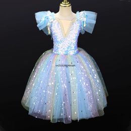 Stage Wear Children's Tutu Dress Halter Tulle Latin Girl's Pompous Baby Swan Dance