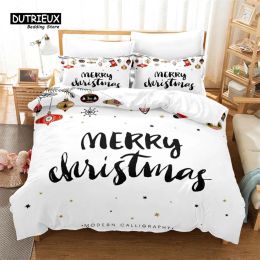 sets 3D Digital Printing Christmas Bedding Set, Merry Christmas Duvet Cover, Linen, Queen Size, Fashion Design