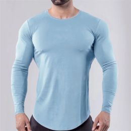 T-Shirts Men Long Sleeves TShirt Fitness Outdoor Sport Running Cotton Tight fitting shirt Bodybuilding Muscle Gym TTraining Compression