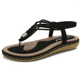 Casual Shoes Summer Women 2.5cm Platform 3cm Wedges Low Heels Roman Sandals Lady Large Size Metal Decoration Bling Soft Braid Bohemian