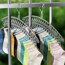 Organisation 10/20Pegs Stainless Steel Clothes Drying Hanger Windproof Clothing Rack Clips Sock Laundry Airer Hanger Underwear Socks Holder