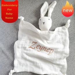 Accessories Name Personalised Muslin Cotton Soother Towel Bib Baby Comforter Blanket Infant Kids Sleeping Dolls for Children