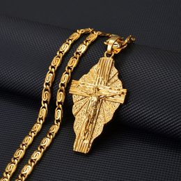 Hawaiian Luxury Cross Pendant Chain 14k Yellow Gold Designer Necklaces Men Women Micronesia Chuuk Marshall