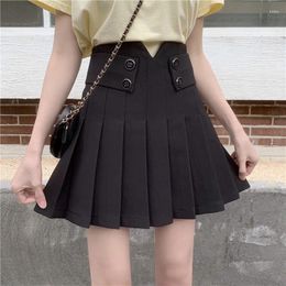 Skirts Black Pleated Skirt Female Large Size Fat Mm High Waist Short Mini 2024 Summer Fluffy Saia Feminina