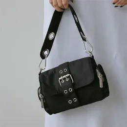 Shoulder Bags Nylon Women Axillary Fashion Rivet Ladies Bag Elegant Female Handbag Small Underarm Black Bolsa Feminina Totes