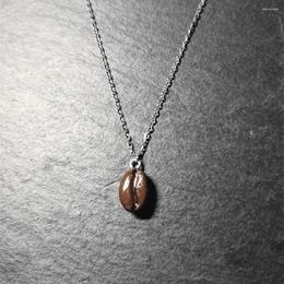 Pendant Necklaces Coffee Bean Necklace 3D Brown Cup Gift For Lover Jewellery