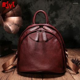 School Bags Fashion Cowhide Women's Backpack Anti-theft Wild Leather Travel Backpacks Vintage Colouring Women Bag Female Schoolbag