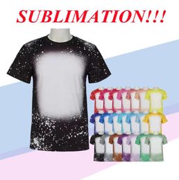 Sublimation Bleached Shirts Heat Transfer Blank Bleach Shirt Bleached 100 Polyester TShirts US Men Women Party Supplies4993737