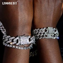 Charm Bracelets Men Women Hip Hop Cuban Chain Bracelet Iced Out Rhinestones Paved Link For Party Jewelry Drop