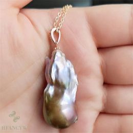 Pendants 17x35mm Multicolour Baroque Pearl Necklace 18 Inches Hang Wedding Cultured Jewelry Diy Chain Real Classic