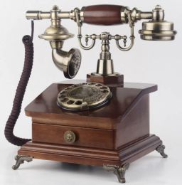 Accessories Classic 1960S fixed phone Solid wood home antique rotating disk telephone