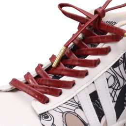 Shoe Parts Weiou Children Women Men Boots Sneakers Shoestring 0.7 Cm Flat Leather Laces All Matched Classical Red Shoelaces Gold Aglet
