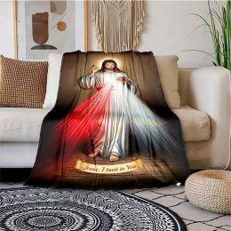 sets Jesus Blanket Cover Christ Blankets for Beds Sofas Soft Bed Sheet Warm Throw Blanket Bedspread Bedding Queen Size Room Decor