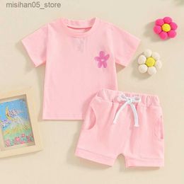 Clothing Sets Summer clothing for preschool girls 3 6 9 12 18 24 months cotton dress short sleeved comparison T-shirt top set Q240425
