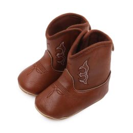 Boots Boys Baby Girls Baby Winter Boots Soft Bottom Nonslip Baby Foreignstyle Western Cowboy Leather Boots Baby Shoes