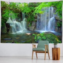 Tapestries Nature Landscape Tapestry Forest Waterfall Wall Hanging Room Decor Beach Picnic Rug Camping Tent Sleeping Pad Home Sheets