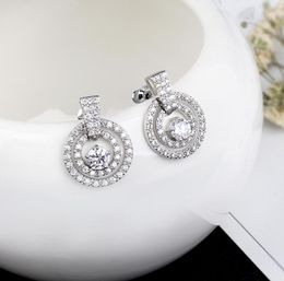 fashion simple vintage round crystal stud earrings for women high quality famous brands zircon earring Jewellery gift1821561