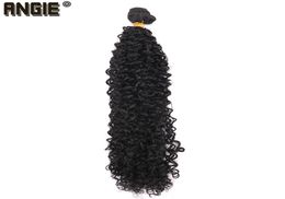 Black Colour high temperature Synthetic Hair Extensions Afro Kinky Curly Hair Bundles 1630 inch Long Weaving1019680