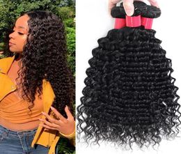 Brazilian Human Hair Bundles Weft 100 Unprocessed Deep Curly Wave Virgin Human Hair Weave 3Bundles Malaysian Peruvian Indian Hair7317464