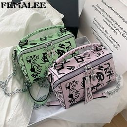 Shoulder Bags Graffiti Bag For Women 2024 Large Luxury Handbags Designer Letter Crossbody Travel Ladies Boston Purses