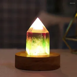 Table Lamps Natural Crystal LED Lamp Light USB Power For Bedroom Living Room Beside Quartz Raw Stone Creative Design Desk