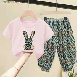 Clothing Sets Girls Set Mothers Childrens New Summer Boys and Cotton T-shirt Baby 2-piece Short Sleeve Trousers Q240425