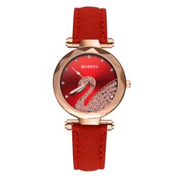 New swan watch Tiktok hot star sky watch women gift table reverse velvet frosted belt women watch wholesale