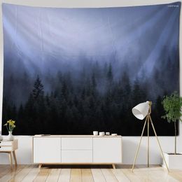 Tapestries Mist Forest Tapestry Sunlight Jungle Wall Hanging Cloth Bohemian Room Art Decoration Home Blanket Bed Sheet