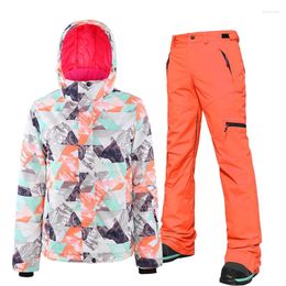 Skiing Jackets -30 Brand Degree Ski Suit Women Thicken Warm Winter Windproof Waterproof Snowboard Outdoor Jacket Pants Female 2024
