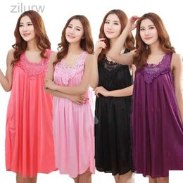 Sexy Pyjamas YINSILAIBEI Large Sexy Night Dress Ice Silk Satin Sleepwear Female Nightgown Women Sleeping Dresses Plus Size Night Shirts d240425