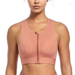 Bras Push Up Sports For Women 2024 Breathable Mesh High Support Workout Tops Padded Yoga Athletic Zip No UnderWire