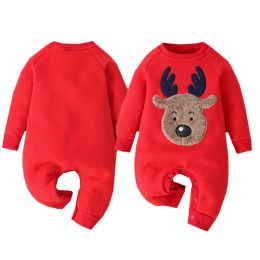 One-Pieces Christmas Costume Newborn Baby Boys Girls Jumpsuit Long Sleeve Cartoon Infant Baby Boys Girls Romper New Year Baby Clothing