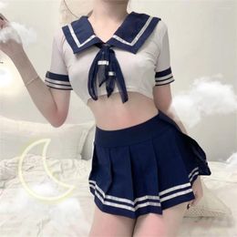 Bras Sets Sexy Girl Erotic Lingerie Cosplay Mini JK Skirt School Sailor Suit Set Uniform Woman Lolita Maid Costumes Sex Outfit Dress