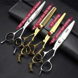 Hair Scissors Hairdressing Scissors 6 Inch Hair Set Pair Of Chunker Barber Shop Accessories Custom 288P Q2404251