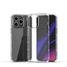 Clear Soft TPU Hybrid Armor Phone Cases for iPhone 15 14 13 12 11 Pro XS Max XR Plus Samsung S24 Plus Transparent Shockproof Air Cushion Case Cover