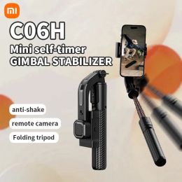 Sticks Xiaomi C06H Bluetooth Handheld Gimbal Stabiliser Mobile Phone Selfie Stick Aluminium Alloy Adjustable Tripod for Smartphone Live