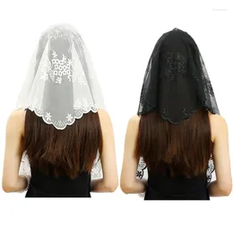 Scarves Women Mantilla Veil Latin Mass Catholic Lace Traditional Chapel Embroidery T8NB