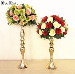Candle Holders NOOLIM 10pcs/lot 50cm Gold Flower Vase Candlestick For Wedding Decor Rack Road Lead