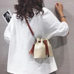Bag Vintage Fashion Fringe Bucket 2024 Women Shoulder Crossbody Bags PU Leather Women's Handbags Purses