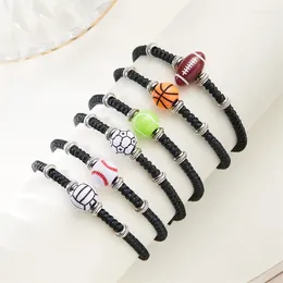 Charm Bracelets Football Soccer Rugby Bracelet For Men Women Handmade Woven Rope Adjustable Chain Friendship Jewellery Gift Wholesale