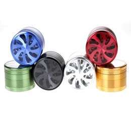 4layers 63mm Aluminium Flower Shape With Clear Window Herbal Herb Tobacco Grinder Hand Muller Smoke Cigar Magnetic Grinders C3289518