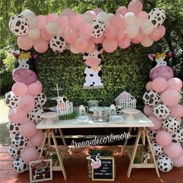 Party Decoration 1Set Cartoon Animal Cow Print Balloon Garland Arch Kit Farm Theme Macaron Blue Latex Birthday Decor Baby Shower