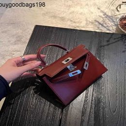 Womens Shoulder Bags Designer Bag Box Leather Wine Red Wide Strap for Autumn and Winter Handbag 2024 New Highend Single Crossbody