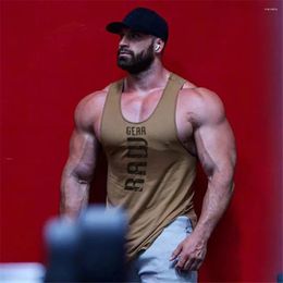 Men's Tank Tops Mens Cotton Shirt Gym Fitness Vest Sleeveless Male Casual Bodybuilding Sports Man Workout Clothes Clothing